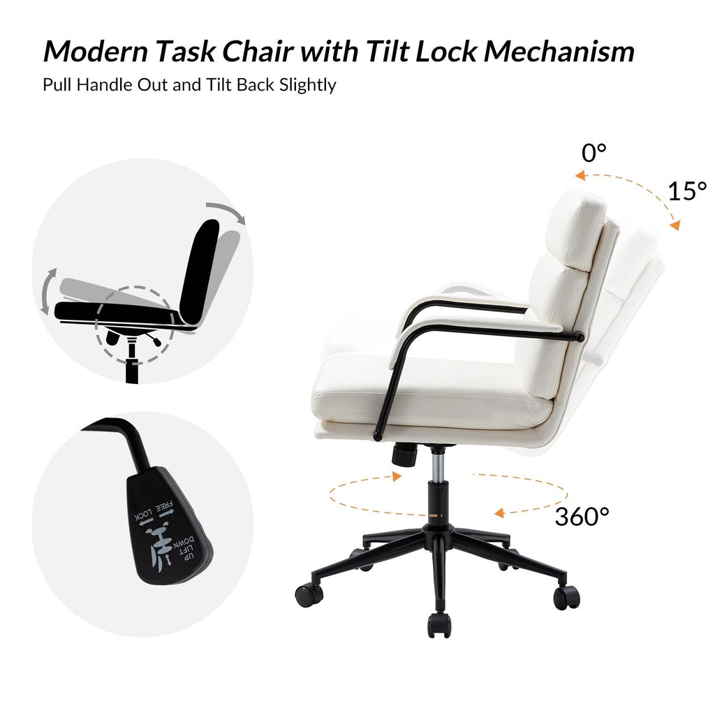 Fauteuil de bureau moderne Joseph en similicuir avec blocage et inclinaison centrale, par HULALA HOME