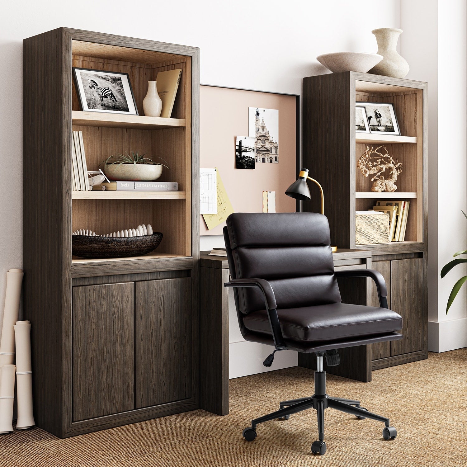 Fauteuil de bureau moderne Joseph en similicuir avec blocage et inclinaison centrale, par HULALA HOME