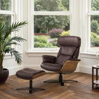 Jovan 31.5 Genuine Leather Recliner Lounge Chair with Ottoman