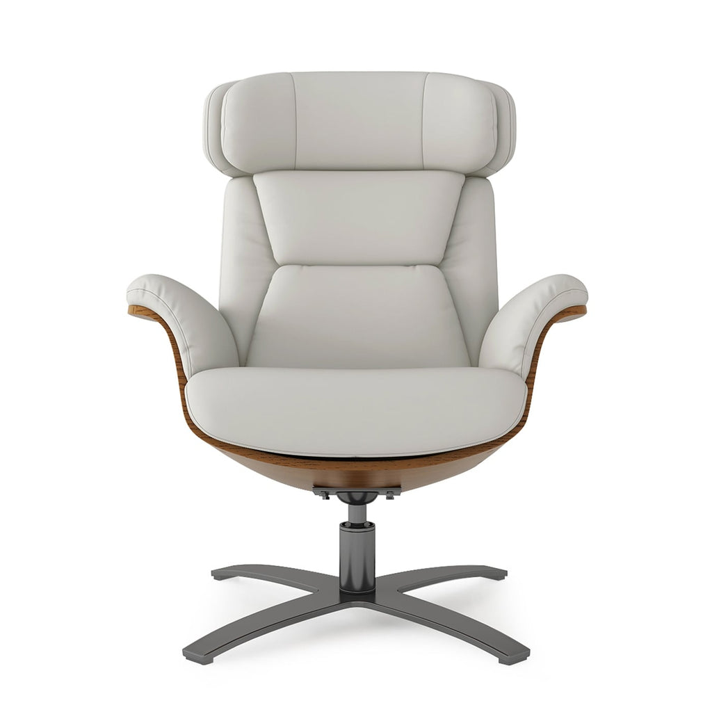 Jovan 31.5 Curved Wood Genuine Leather Recliner Lounge Chair