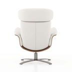 Jovan 31.5 Curved Wood Genuine Leather Recliner Lounge Chair