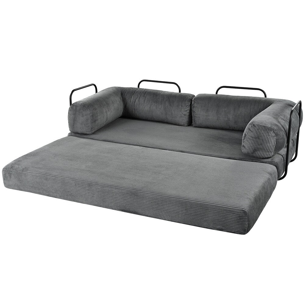 L-Shaped Modular Sofa Bed in Corduroy Fabric