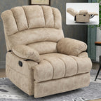 Large Manual Recliner Chair for Adult, Comfortable Fabric Single Recliner Sofa, Overstuffed Reclining Chair for Living Room