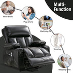 Large Power Lift Recliner Chair with Heat and 8-Point Massage - Remote Control, USB Port