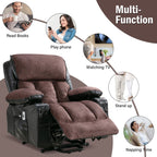 Large Power Lift Recliner Chair with Heat and 8-Point Massage - Remote Control, USB Port