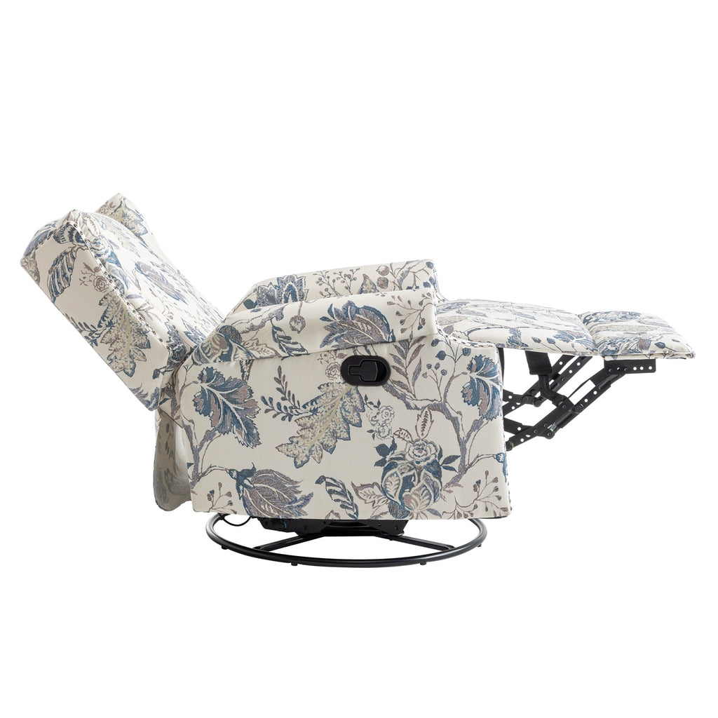 29'' W Pattern Swivel Glider Manual Push Back Recliner Chair Set of 2