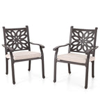 MAISON ARTS Cast Aluminum Dining Chairs/Patio Dining Set with Round Dining Table & 6 Cast Aluminum Patio Chairs