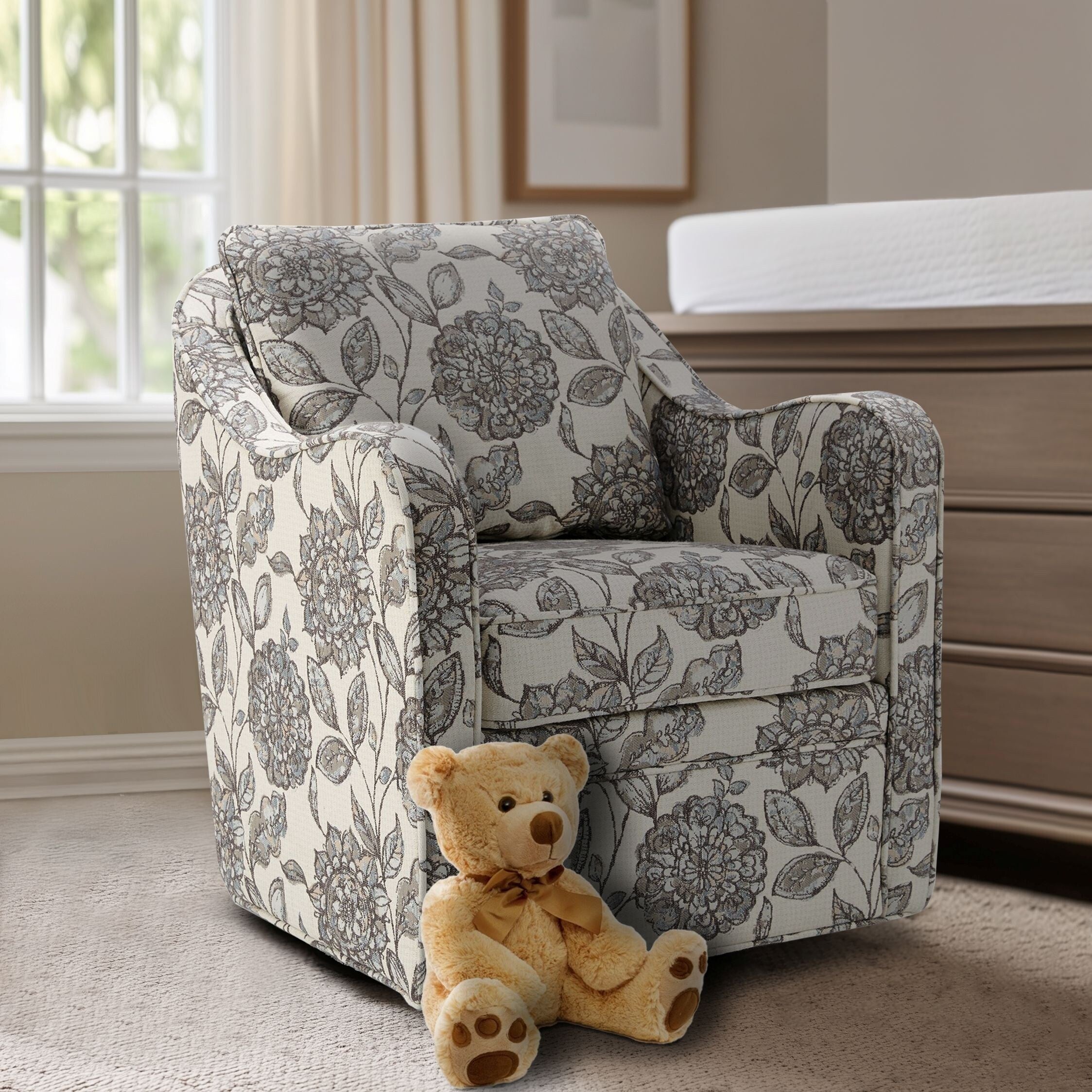 Madison Park Betty Upholstered Swivel Curved Armchair