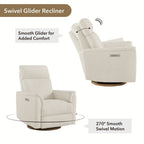 Maire Power Swivel Nursery Recliner Chair with Nightlight