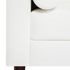 Modern Genuine Leather Sofa with Wooden Legs & Additional Bolster Pillow