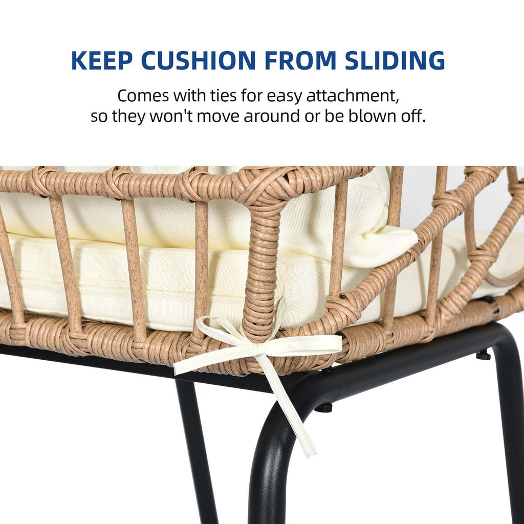 Moasis 3 Pieces Outdoor Wicker Furniture Patio Bistro Set with 2 Chairs and Coffee Table