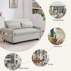 Modern 2 Seat Couch, Microfiber Pull Out Sleep Sofa Bed wih Adjsutable Backrest, Storage Pockets, 2 Soft Pillows, USB Ports