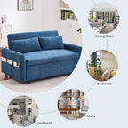 Modern 2 Seat Couch, Microfiber Pull Out Sleep Sofa Bed wih Adjsutable Backrest, Storage Pockets, 2 Soft Pillows, USB Ports