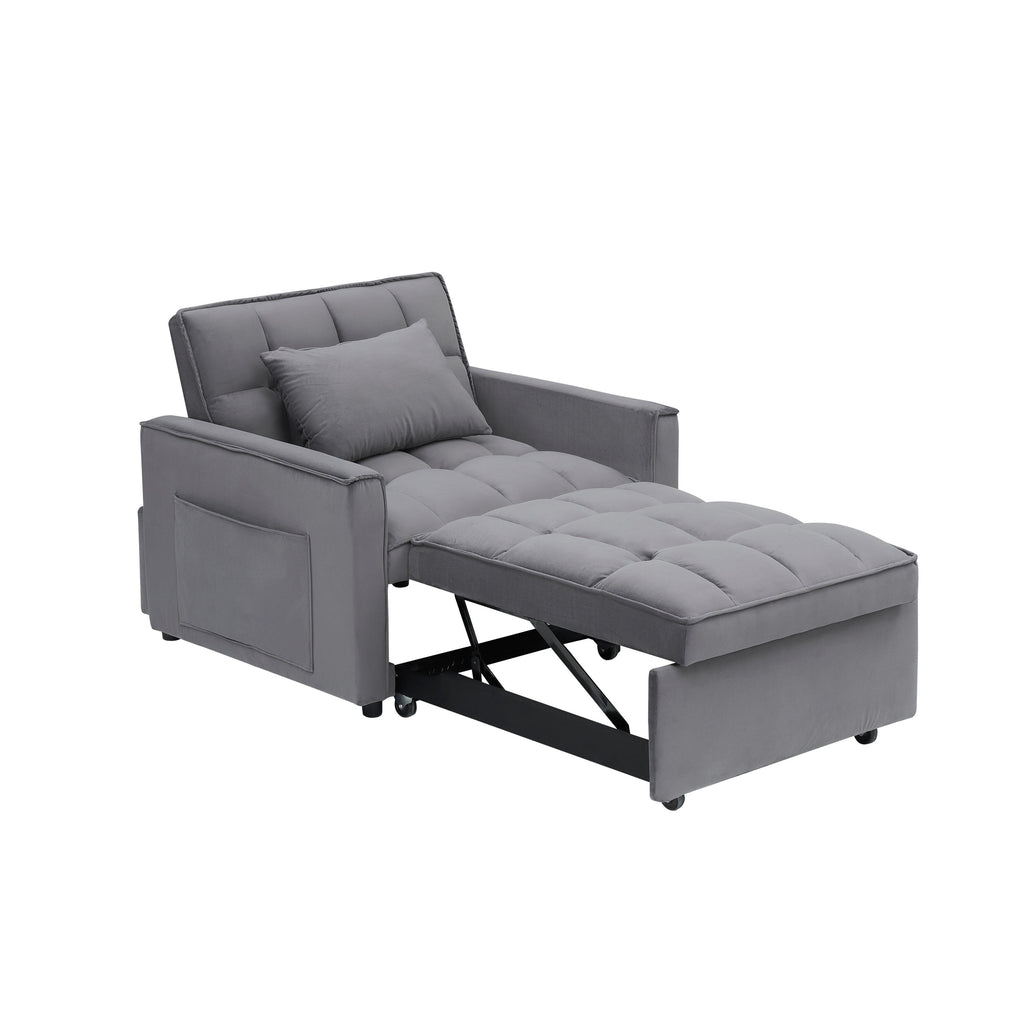 Modern 70.86 3 in 1 Single Convertible Sofa Bed with Adjustable Back and Moving Wheel for Living Room