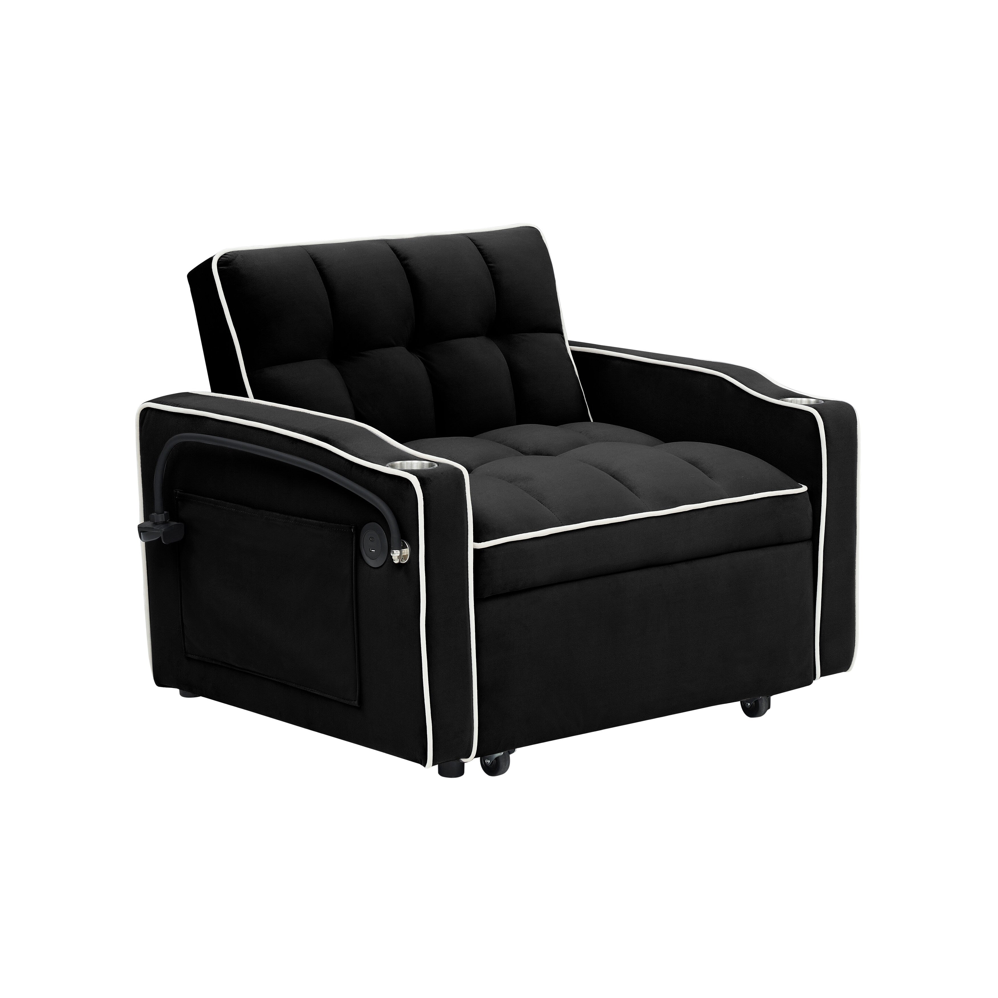 Modern 70.86 3 in 1 Single Convertible Sofa Bed with Adjustable Back and USB Charging Port for Living Room
