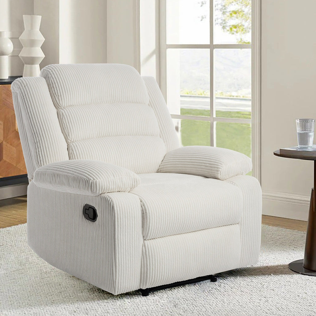 Modern Corduroy Manual Recliner Chair, Lounger Adjustable Recliners with Wide Armrest