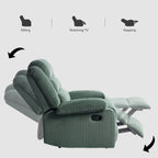 Modern Corduroy Manual Recliner Chair, Lounger Adjustable Recliners with Wide Armrest