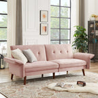Modern Futon Sofa Bed, Convertible Sleeper Sofa with Tapered Wood Legs, 78.35 W, Small Split Back Sofa for Living Room
