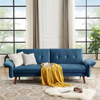 Modern Futon Sofa Bed, Convertible Sleeper Sofa with Tapered Wood Legs, 78.35 W, Small Split Back Sofa for Living Room