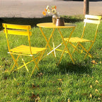 3pc Metal Folding Bistro Set, Weather-Resistant Outdoor/Indoor Conversation Set for Patio, Yard, Garden