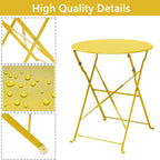 3pc Metal Folding Bistro Set, Weather-Resistant Outdoor/Indoor Conversation Set for Patio, Yard, Garden