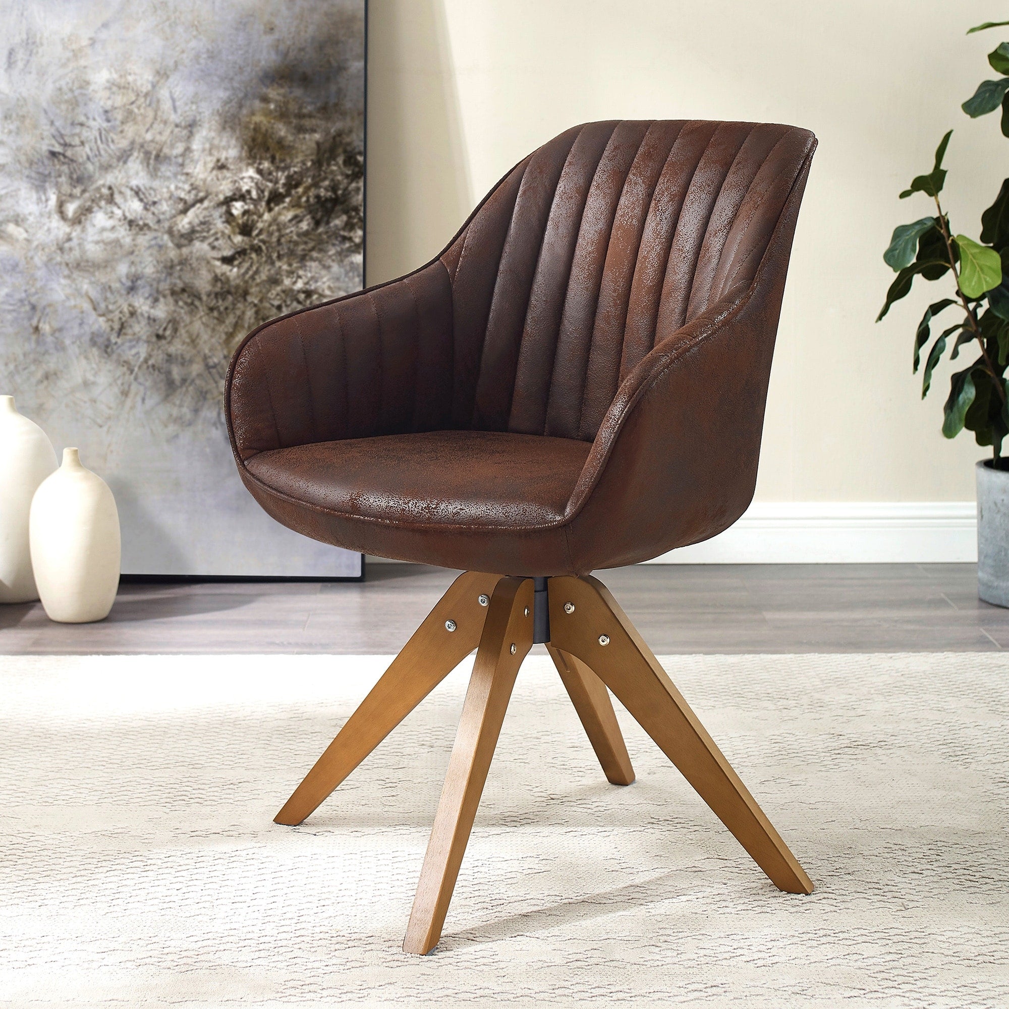 Fauteuil pivotant Art Leon moderne pour bureau à domicile avec pieds en bois
