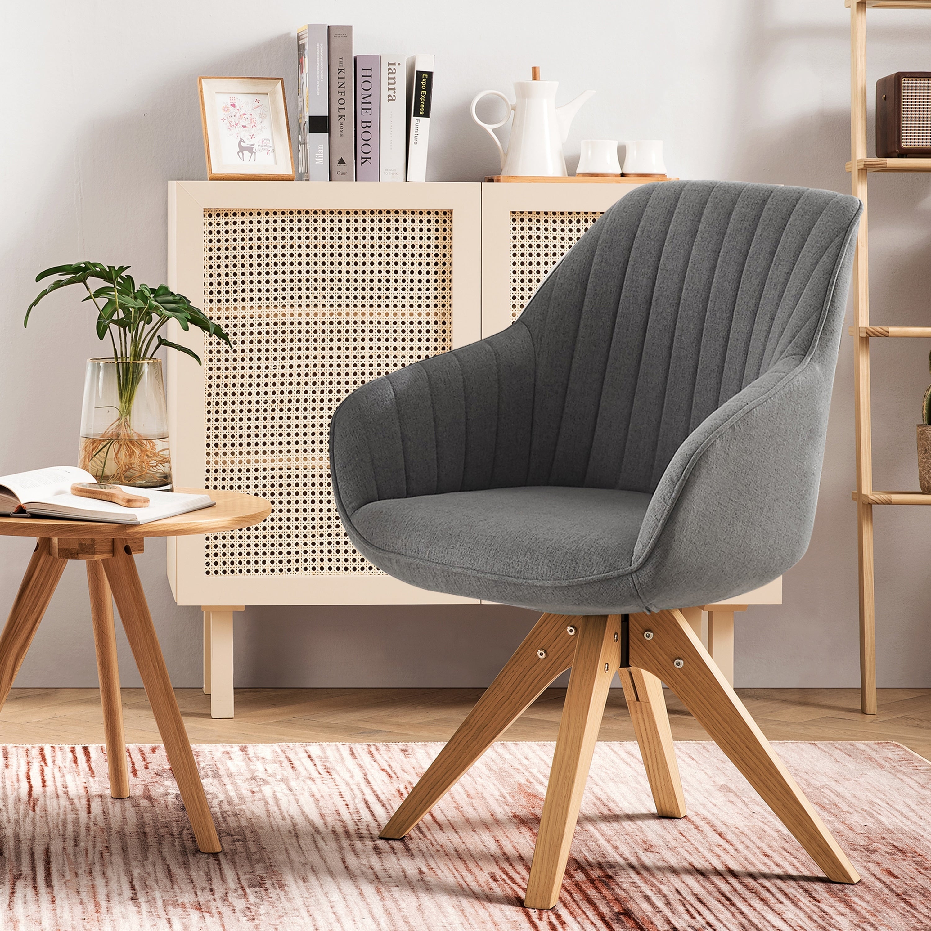 Fauteuil pivotant Art Leon moderne pour bureau à domicile avec pieds en bois