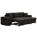 Modern L-Shaped Pull-Out Sectional Sofa Bed with Reversible Chaise, Storage and 2 Stools for Living Room Apartment