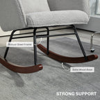 Modern Upholstered Rocking Nursery Glider Chair with High Backrest, Headrest and Lumbar Pillow for Living Room or Bedroom