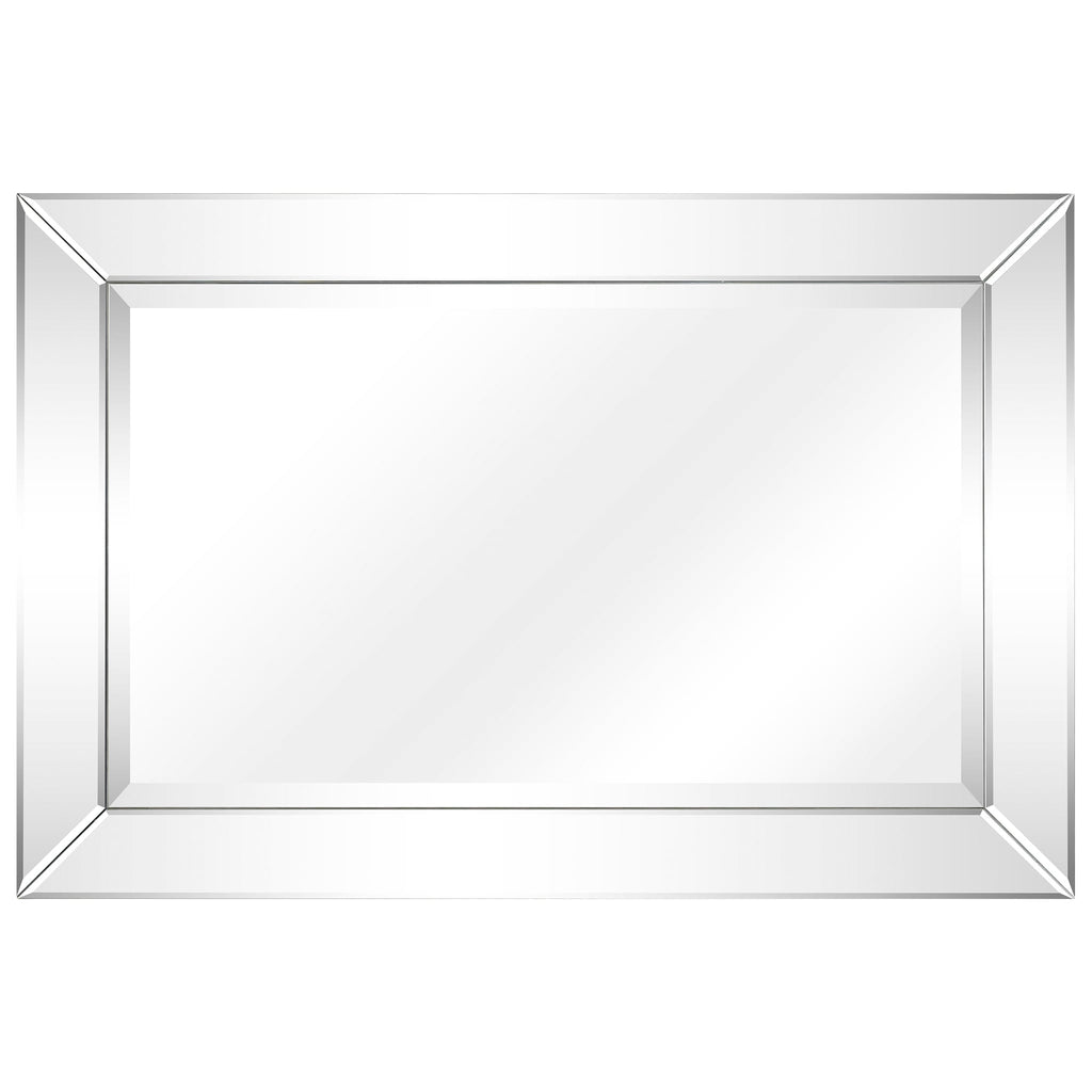 Miroir mural rectangulaire biseauté transparent HD pour salle de bain, coiffeuse, chambre, 3 tailles