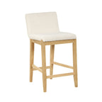 Tabouret de bar moderne Gracie, chaise rembourrée en tissu bouclé et pieds en bois brossé