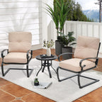 Nista 3 Piece Outdoor Patio C-Spring Bistro Set Dining Chairs with Cushions and Coffee Table by Havenside Home