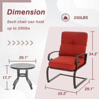 Nista 3 Piece Outdoor Patio C-Spring Bistro Set Dining Chairs with Cushions and Coffee Table by Havenside Home