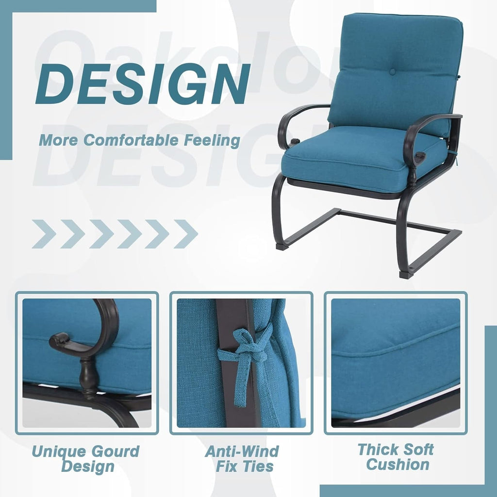 Nista 3 Piece Outdoor Patio C-Spring Bistro Set Dining Chairs with Cushions and Coffee Table by Havenside Home