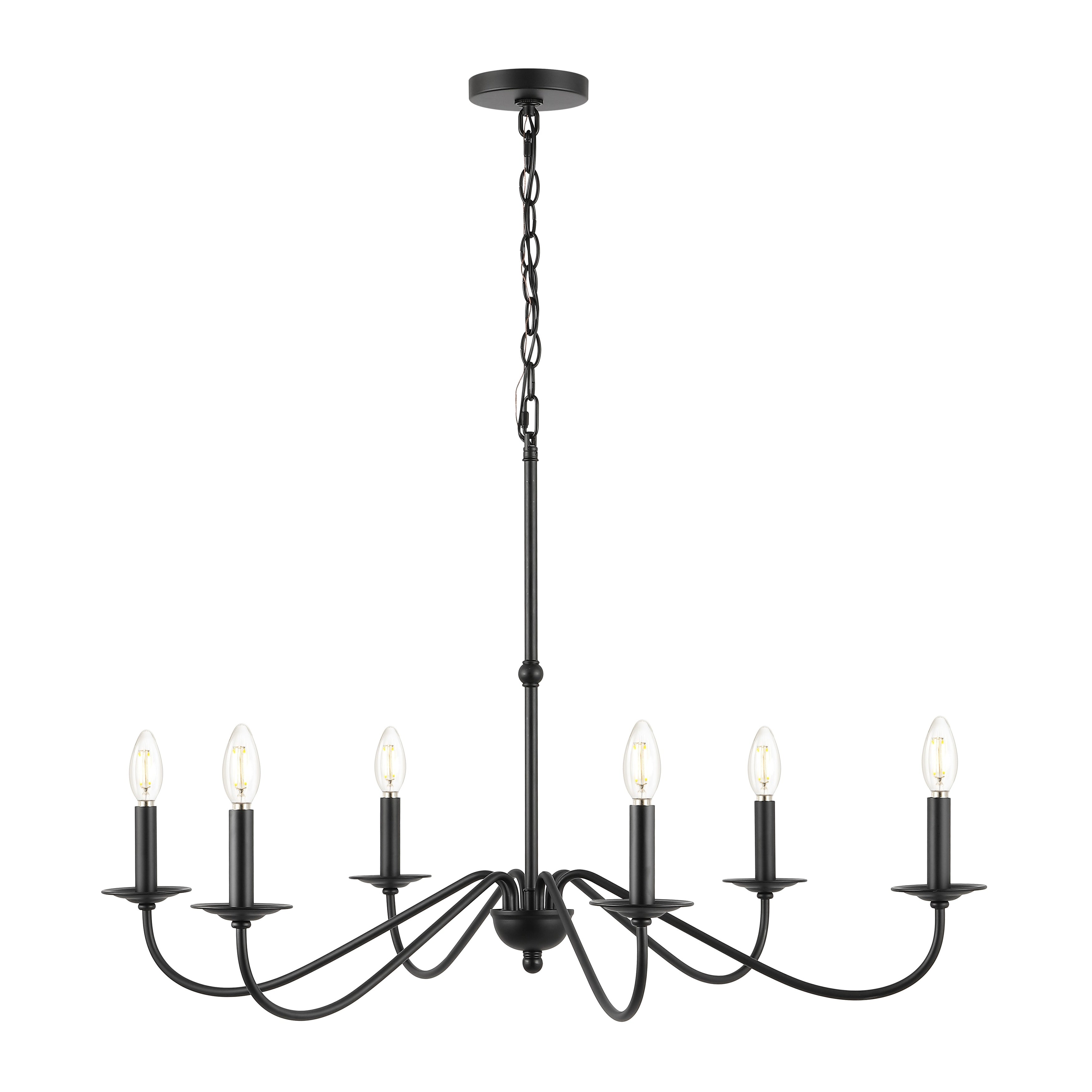 Lustre LED en fer à 6 lumières de 34,75 pouces, par JONATHAN Y