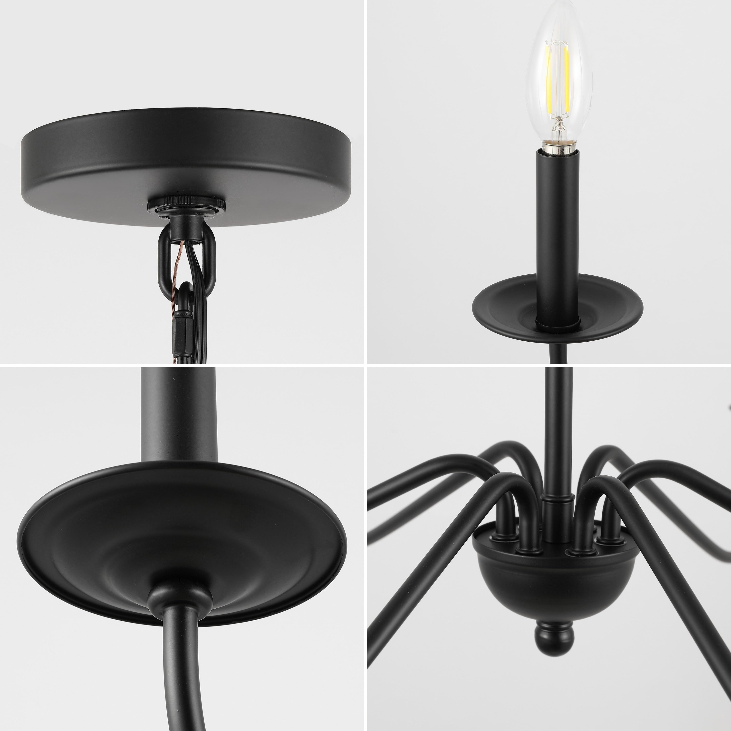 Lustre LED en fer à 6 lumières de 34,75 pouces, par JONATHAN Y