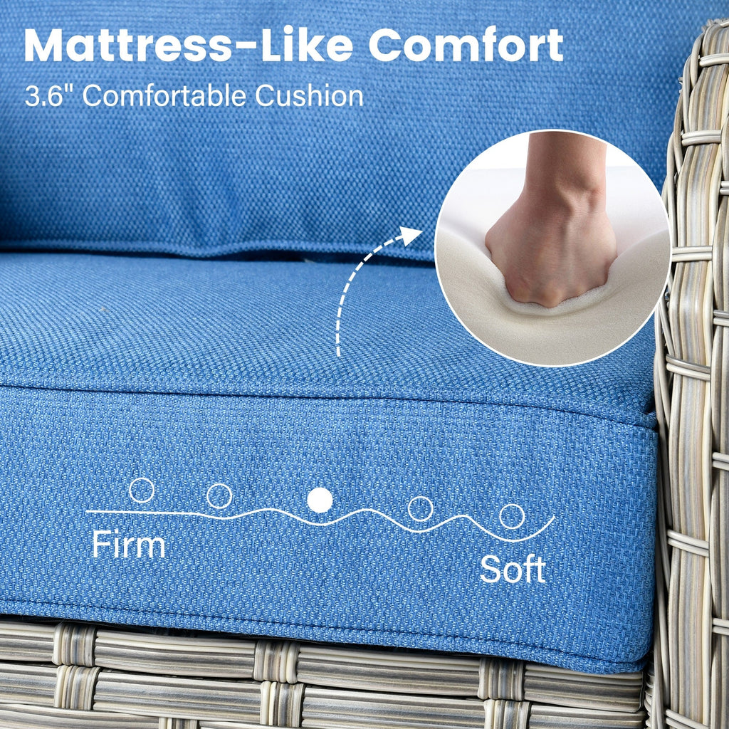 OVIOS 9 Pieces Outdoor Wicker Swivel Chair Set With Fire Table