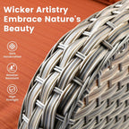 OVIOS 9 Pieces Outdoor Wicker Swivel Chair Set With Fire Table