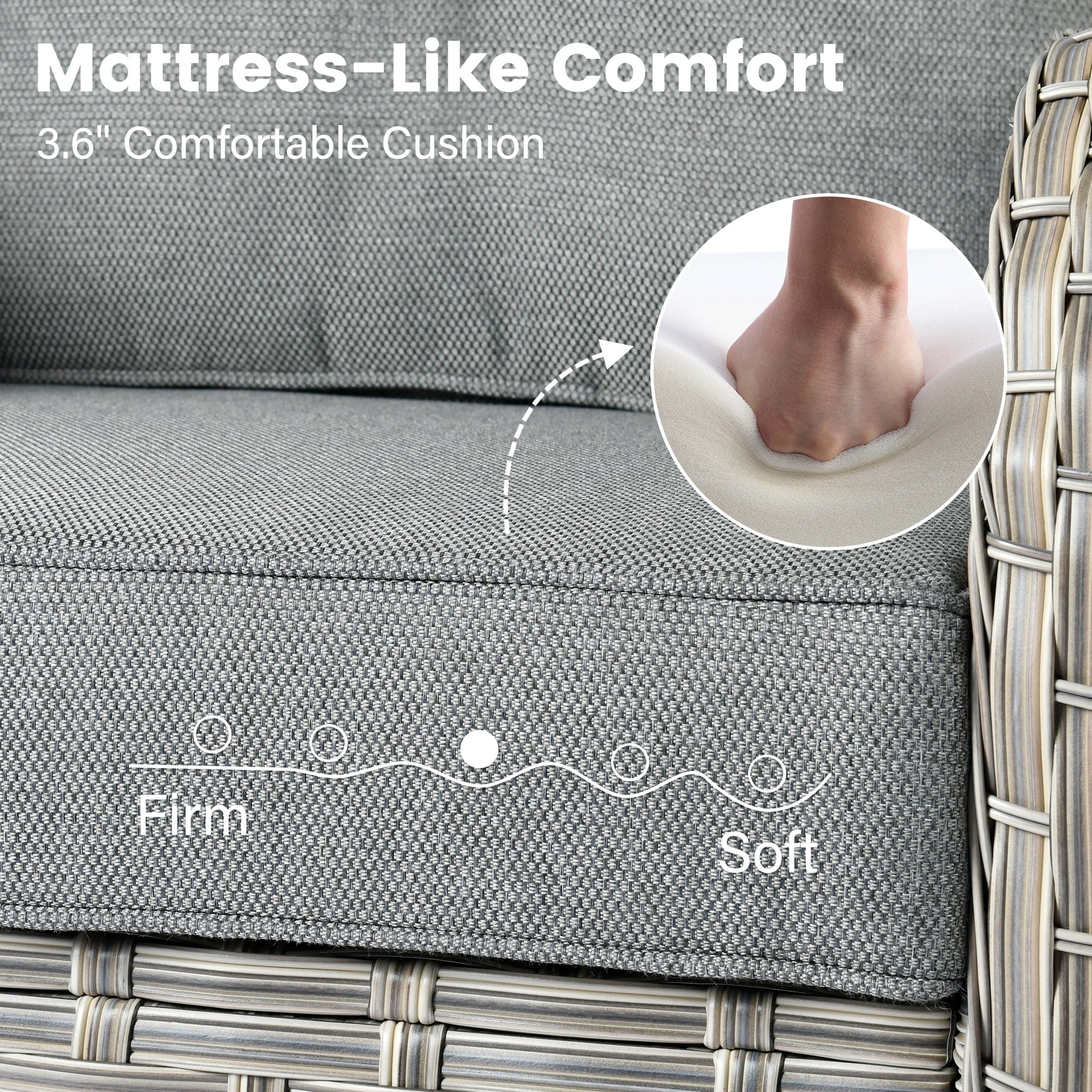 OVIOS 9 Pieces Outdoor Wicker Swivel Chair Set With Fire Table