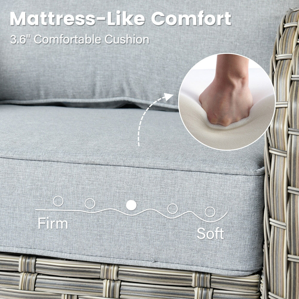 OVIOS 9 Pieces Outdoor Wicker Swivel Chair Set With Fire Table