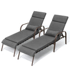 Outdoor Adjustable Patio Chaise Lounge Chair with Cushion Beach Poolside