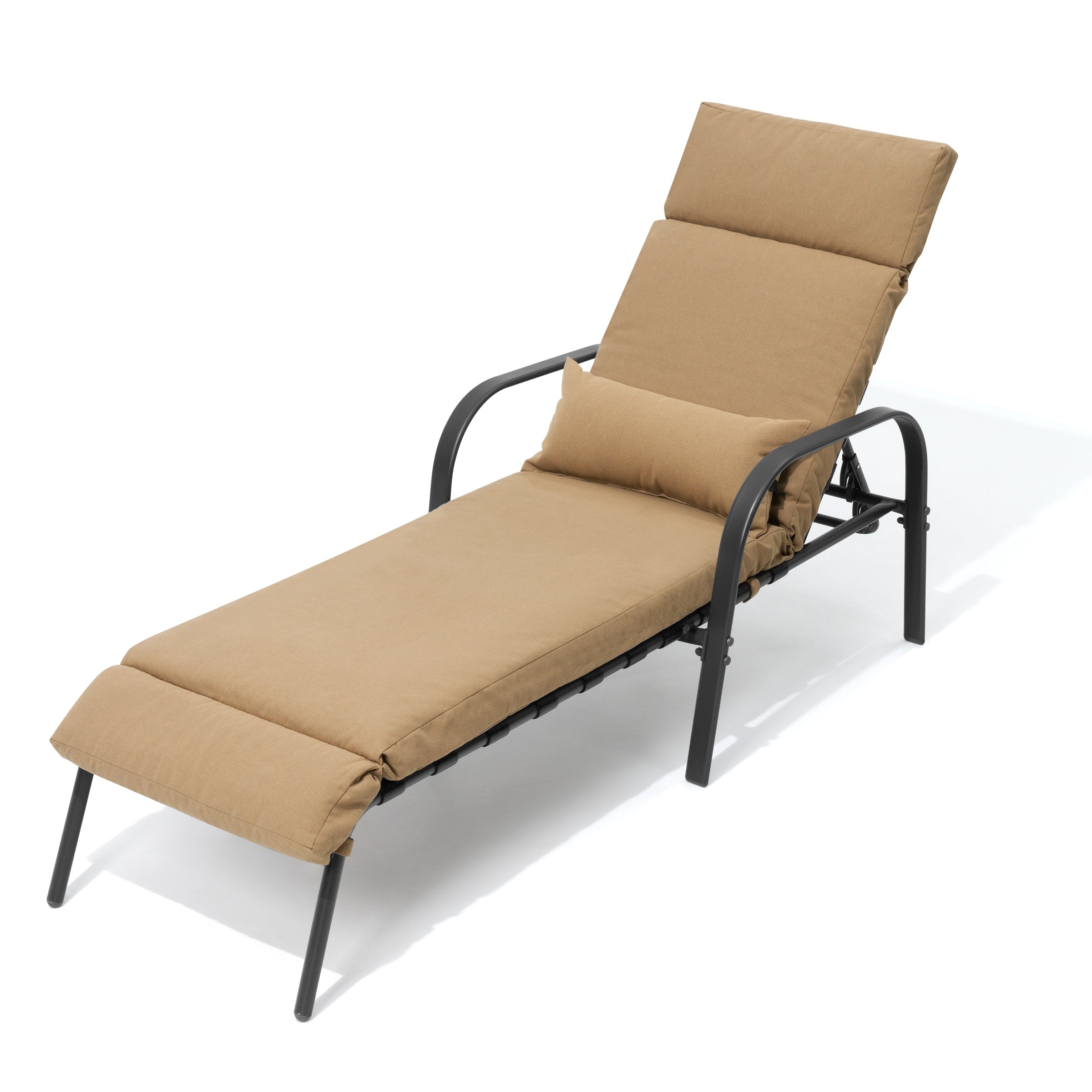 Outdoor Adjustable Patio Chaise Lounge Chair with Cushion Beach Poolside