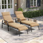 Outdoor Adjustable Patio Chaise Lounge Chair with Cushion Beach Poolside