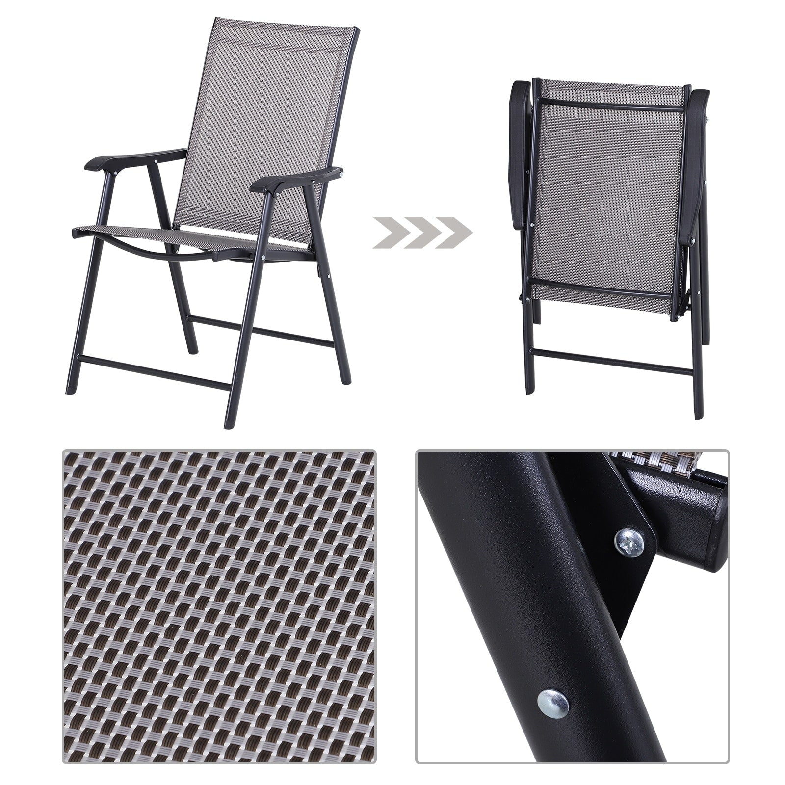 Outsunny 4-piece Folding Patio Chair Set with a Simple & Chic Design, Comfortable for the Deck, Garden, Yard & Travel