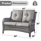 Gymojoy Outdoor Loveseat Wicker Sofa Set Rattan Sofa