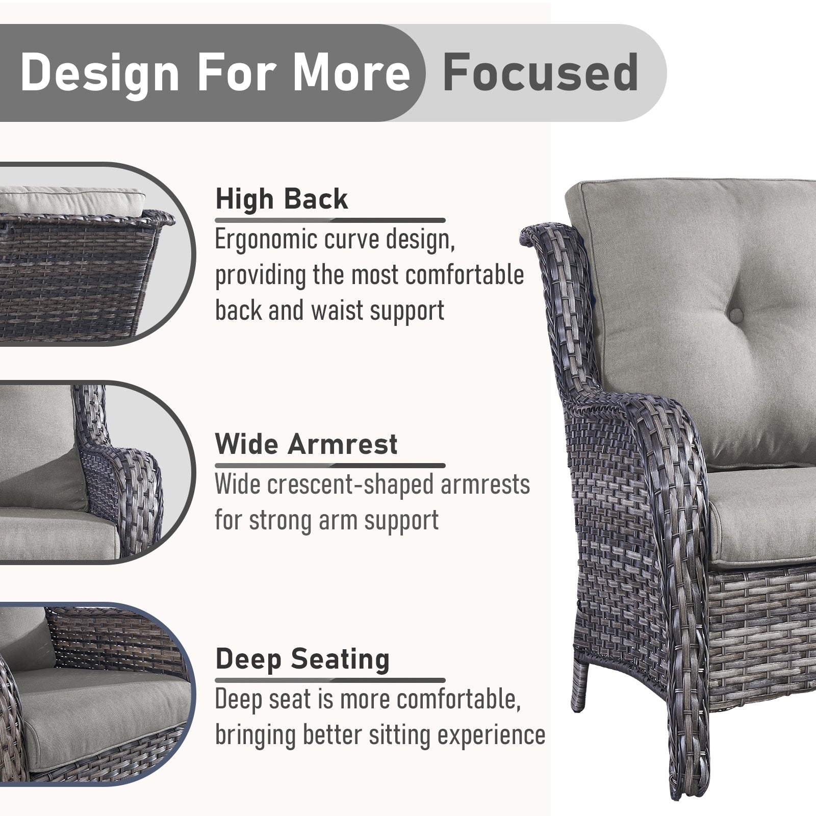 Gymojoy Outdoor Loveseat Wicker Sofa Set Rattan Sofa