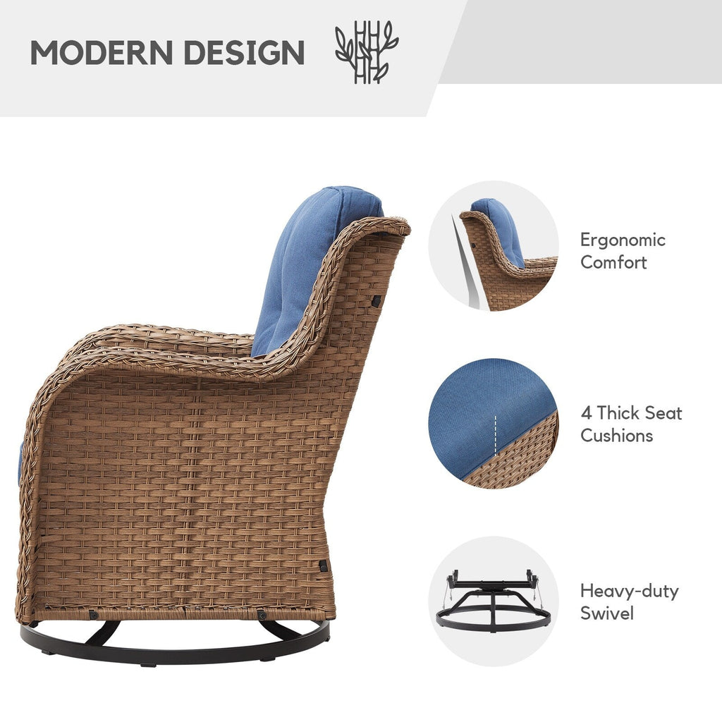 Fauteuils de jardin à bascule en osier Gymojoy avec base pivotante (lot de 2)