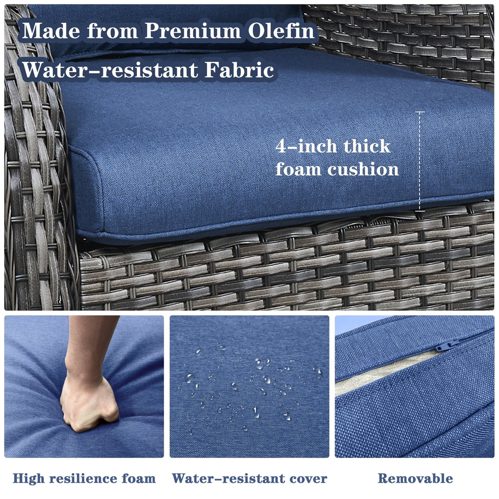 Fauteuils de jardin à bascule en osier Gymojoy avec base pivotante (lot de 2)