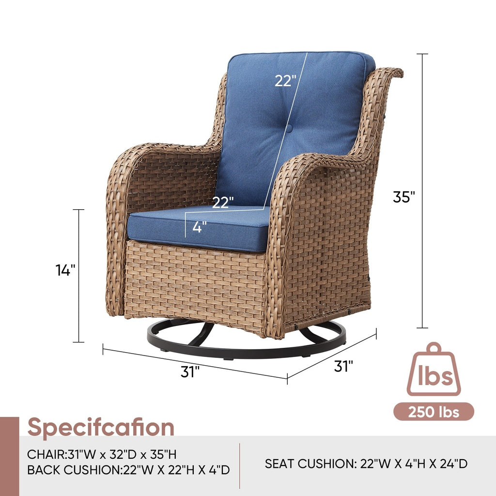 Fauteuils de jardin à bascule en osier Gymojoy avec base pivotante (lot de 2)