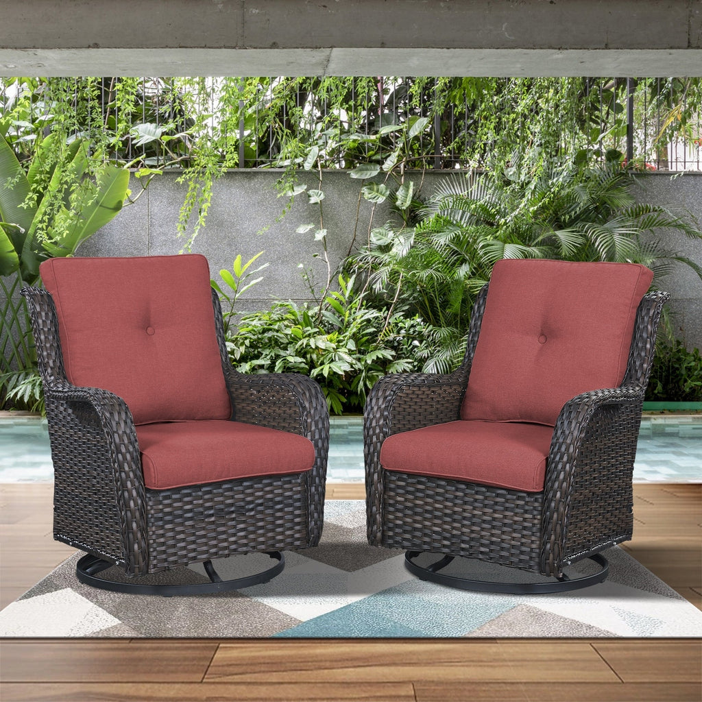 Fauteuils de jardin à bascule en osier Gymojoy avec base pivotante (lot de 2)
